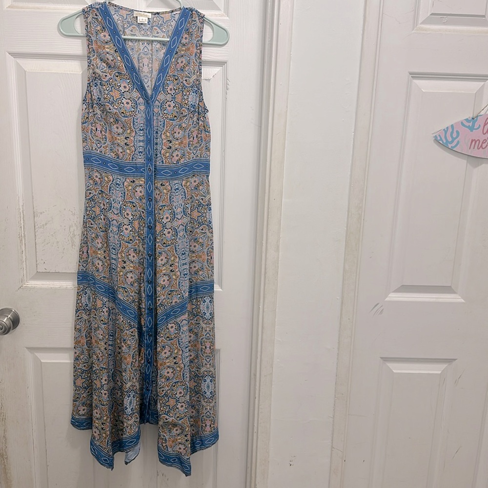 Shoshanna Atlas Hanky-Hem (Cornflower Multi) Midi Dress size 6